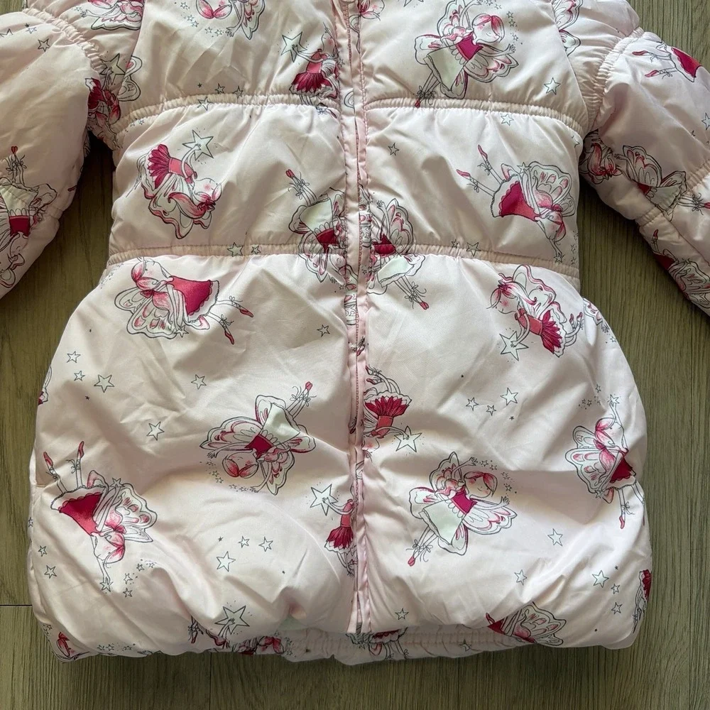 The Children's Place 5T Jacket Coat Pink Fairy Princess Puffer Faux Fur Lined
